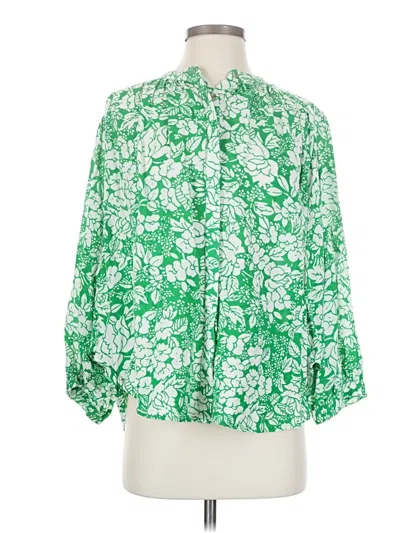 Pre-owned By Anthropologie 3/4 Sleeve Blouse In Green