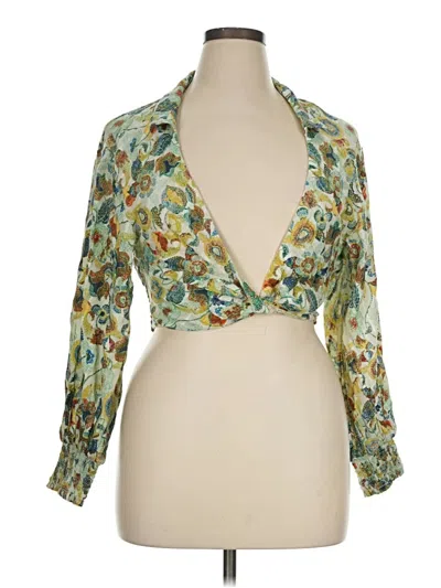 Pre-owned By Anthropologie 3/4 Sleeve Blouse In Green