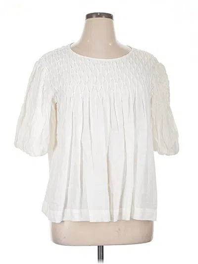 Pre-owned By Anthropologie 3/4 Sleeve Blouse In Ivory