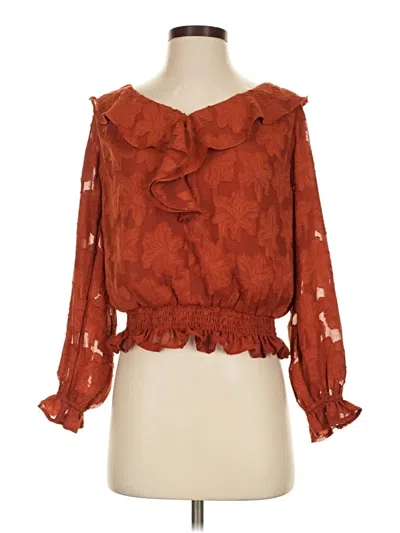 Pre-owned By Anthropologie 3/4 Sleeve Blouse In Orange