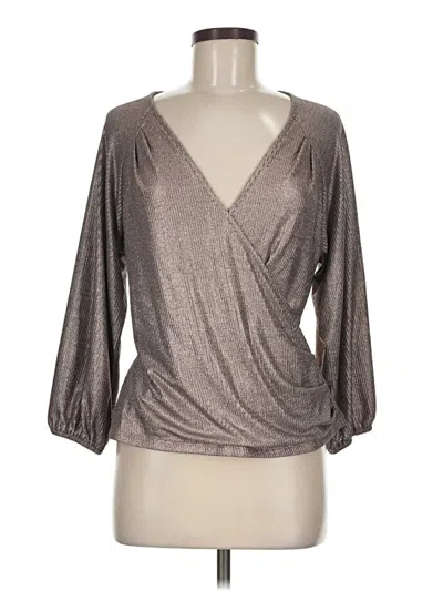 Pre-owned By Anthropologie 3/4 Sleeve Blouse In Silver