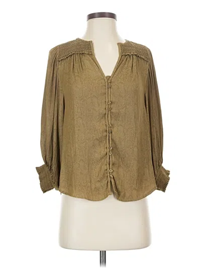 Pre-owned By Anthropologie 3/4 Sleeve Blouse In Tan