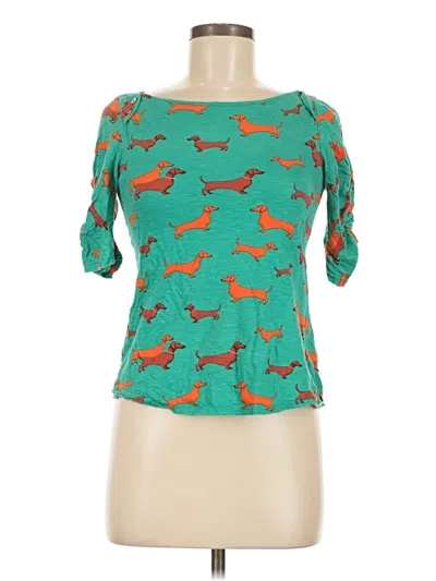 Pre-owned By Anthropologie 3/4 Sleeve Blouse In Teal