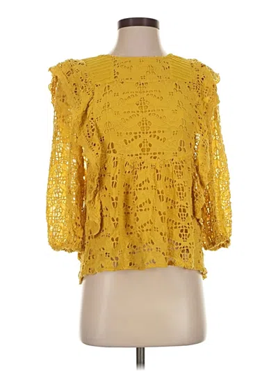 Pre-owned By Anthropologie 3/4 Sleeve Blouse In Yellow