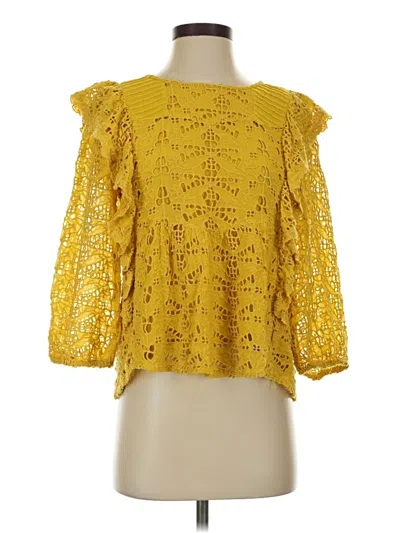 Pre-owned By Anthropologie 3/4 Sleeve Blouse In Yellow