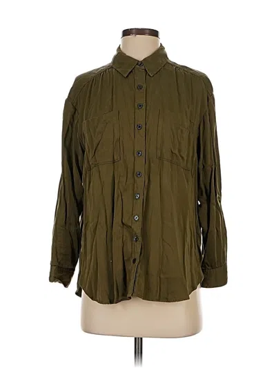Pre-owned By Anthropologie 3/4 Sleeve Button Down Shirt In Green