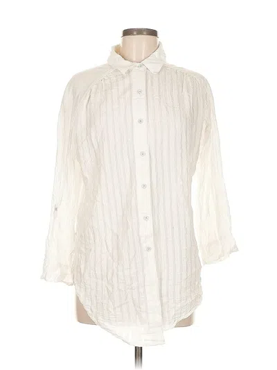 Pre-owned By Anthropologie 3/4 Sleeve Button Down Shirt In White