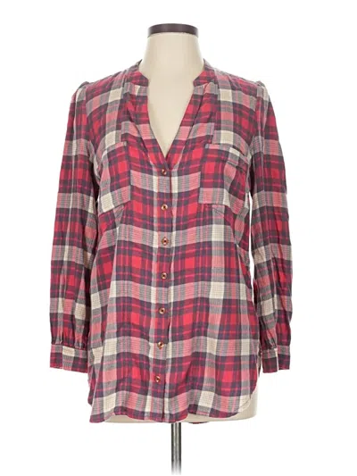 Pre-owned By Anthropologie 3/4 Sleeve Henley Shirt In Pink
