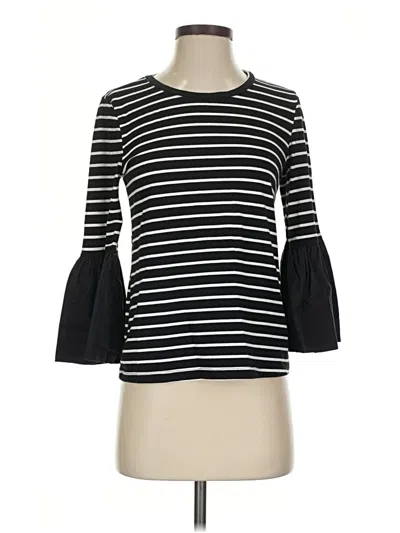 Pre-owned By Anthropologie 3/4 Sleeve Top Black Boatneck Tops
