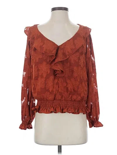 Pre-owned By Anthropologie 3/4 Sleeve T-shirt In Brown
