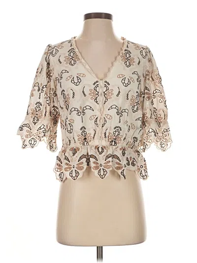 Pre-owned By Anthropologie 3/4 Sleeve T-shirt In Ivory