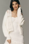 By Anthropologie 3d Floral Crochet Cardigan In White