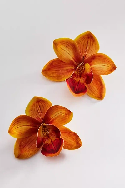 By Anthropologie 3d Floral Post Earrings In Orange