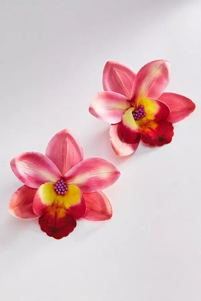By Anthropologie 3d Floral Post Earrings In Pink