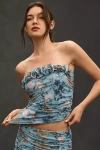 By Anthropologie 3d Floral Tube Top In Blue