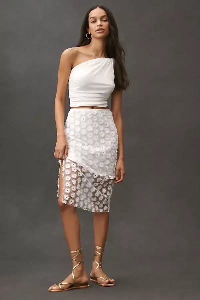 By Anthropologie 3d Floral Textured Slip Skirt