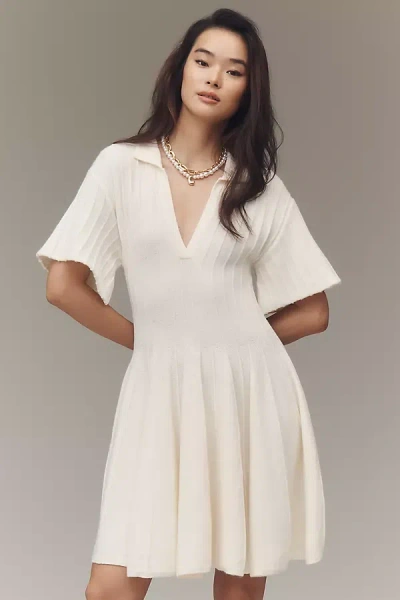 By Anthropologie A-line Mini Sweater Dress In White