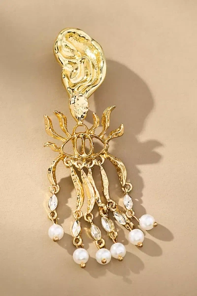 By Anthropologie Abstract Pearl Brooch In Gold