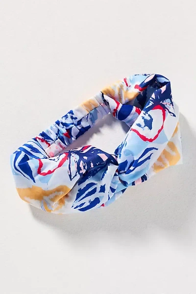 By Anthropologie Abstract Print Twist Headband In Blue