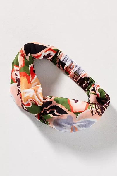 By Anthropologie Abstract Print Twist Headband In Pink