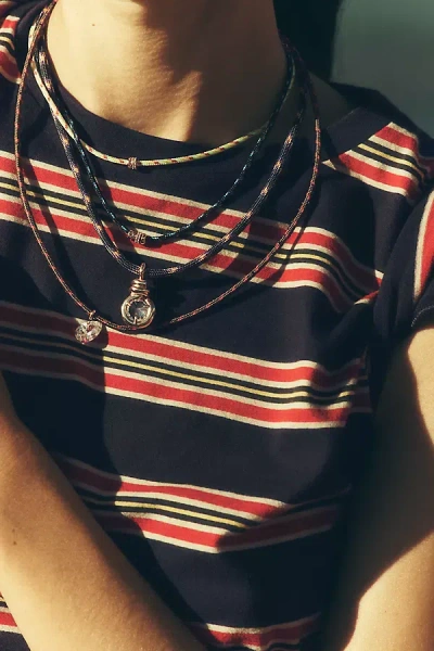 By Anthropologie Adjustable Corded Crystal Pendant Necklace In Multi