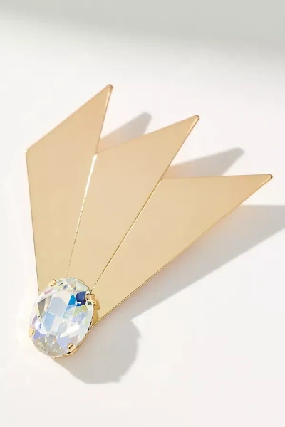By Anthropologie Angular Crystal Brooch In Gold