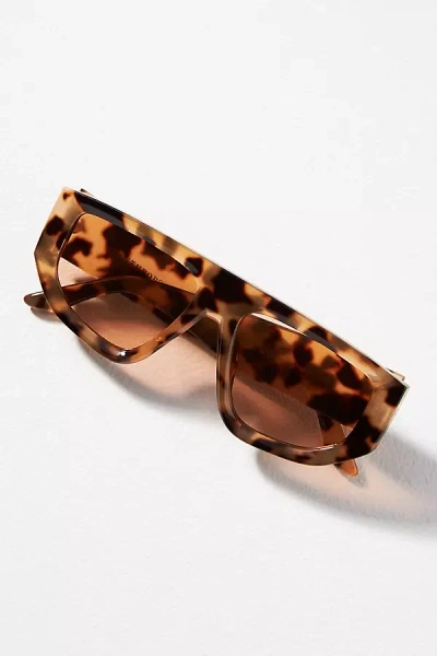 By Anthropologie Angular Tortoise Aviator Sunglasses In Beige