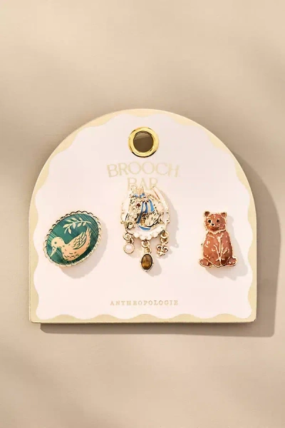 By Anthropologie Animal Brooches, Set Of 3 In Gold