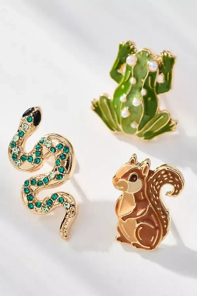 By Anthropologie Animal Brooches, Set Of 3 In Green
