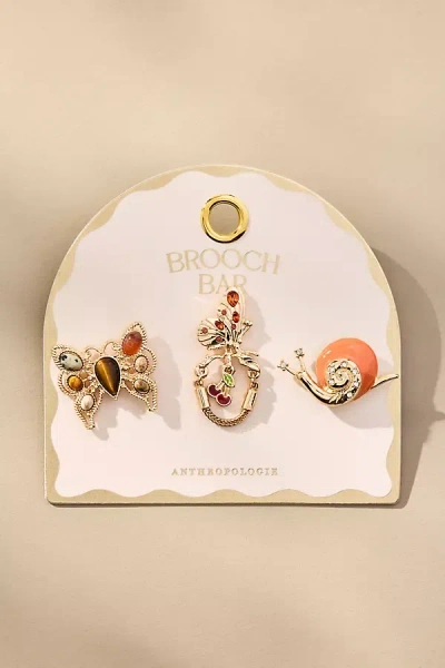 By Anthropologie Animal Brooches, Set Of 3 In Orange