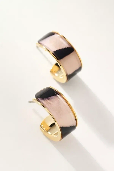 By Anthropologie Animal Print Thick Hoop Earrings In Purple
