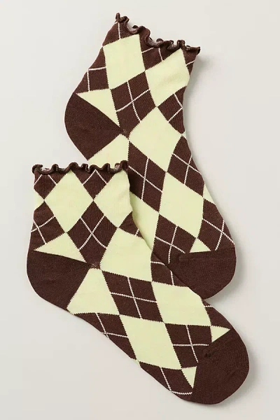 By Anthropologie Argyle Ruffle Socks In Multi