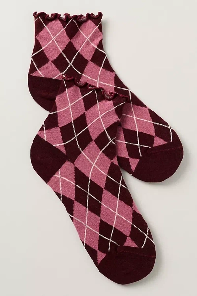 By Anthropologie Argyle Ruffle Socks In Multi