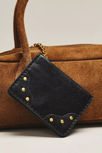 By Anthropologie Arina Leather Keychain Card Wallet In Black