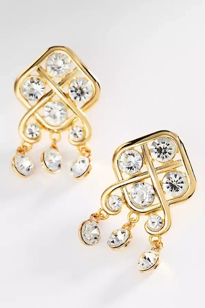By Anthropologie Art Deco Crystal Drop Earrings In Gold