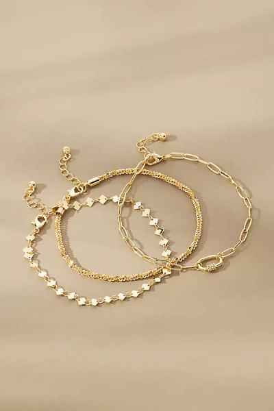 By Anthropologie Assorted Anklets, Set Of 3 In White