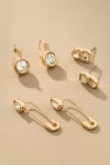 By Anthropologie Assorted Crystal Earrings, Set Of 3 In Gold