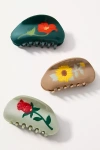 By Anthropologie Assorted Icon Hair Claw Clips, Set Of 3 In Blue