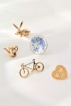 By Anthropologie Assorted Mini Brooches, Set Of 5 In Gold