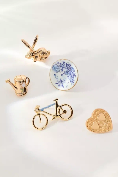 By Anthropologie Assorted Mini Brooches, Set Of 5 In Gold