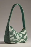 By Anthropologie Asymmetric Beaded Shoulder Bag In Green