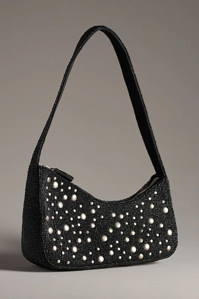 By Anthropologie Asymmetric Beaded Shoulder Bag In Black