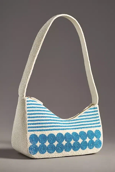 By Anthropologie Asymmetric Beaded Shoulder Bag In White