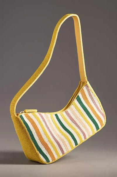 By Anthropologie Asymmetric Beaded Shoulder Bag In Yellow