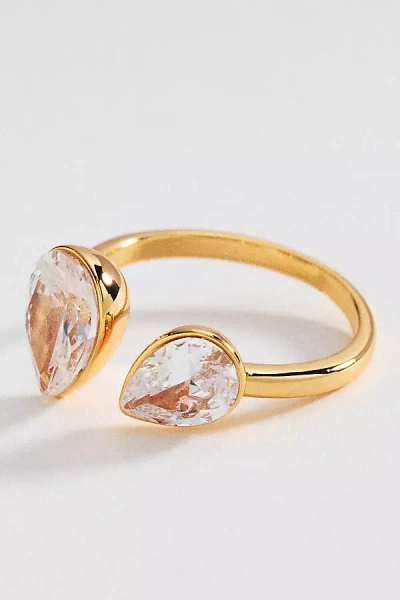 By Anthropologie Asymmetric Crystal Cocktail Ring In Gold