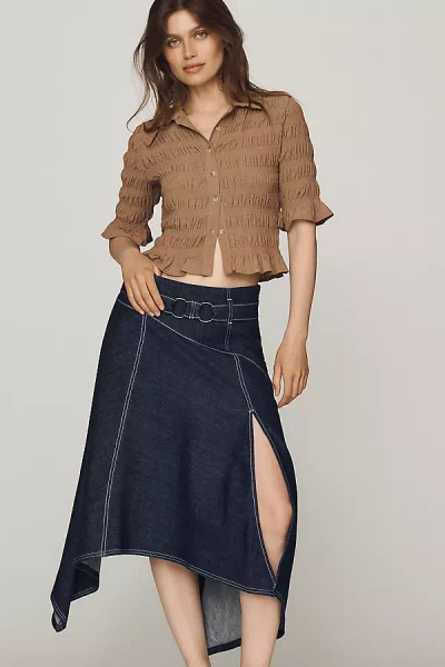 By Anthropologie Asymmetric Denim Skirt In Blue