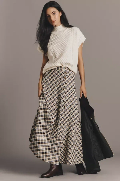 By Anthropologie Asymmetric Hardware Wrap Midi Skirt In Multi