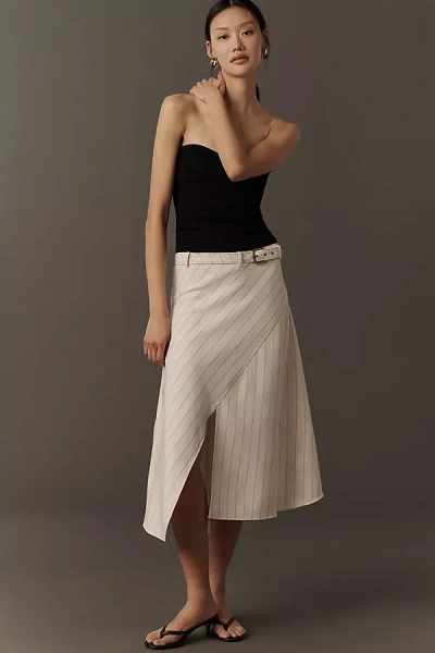 By Anthropologie Asymmetric Midi Wrap Skirt In White