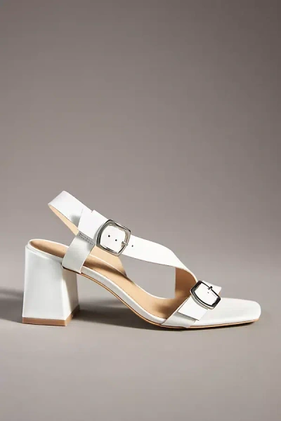 By Anthropologie Asymmetrical Buckle Heels In Beige