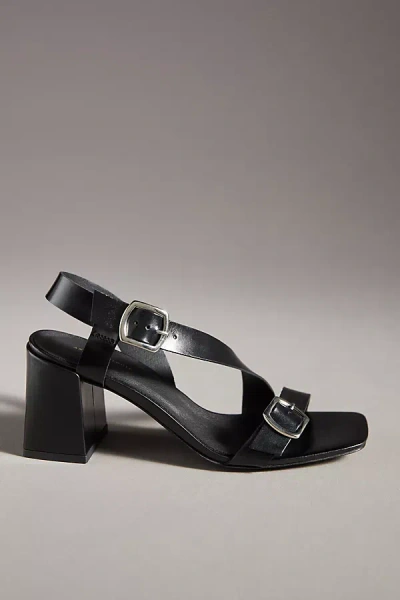 By Anthropologie Asymmetrical Buckle Heels In Black